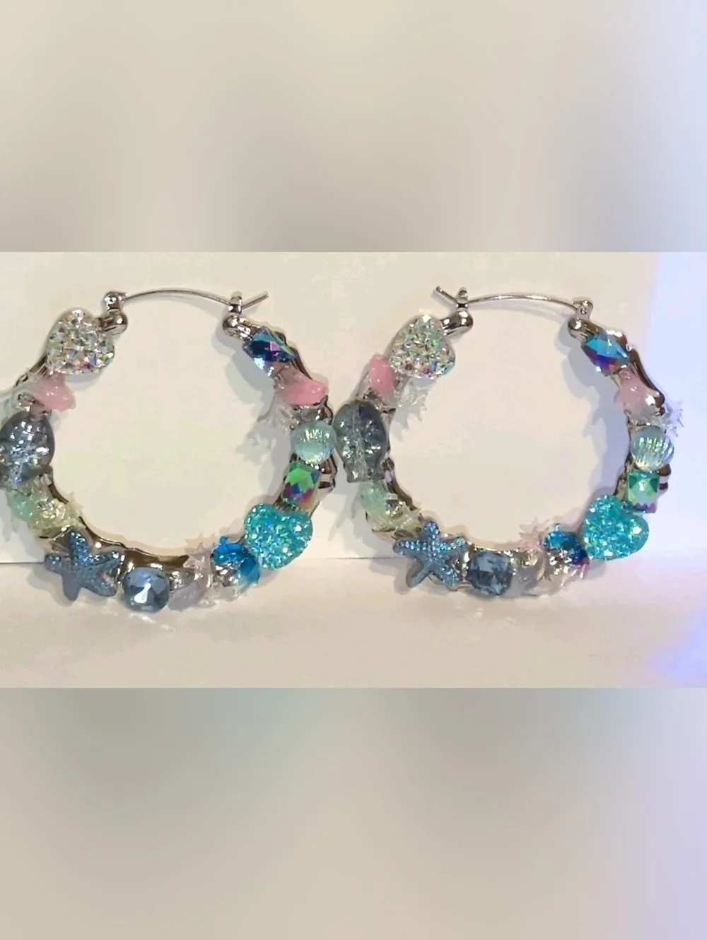 Sea Treasures-Hand Crafted Large Hoop Earrings